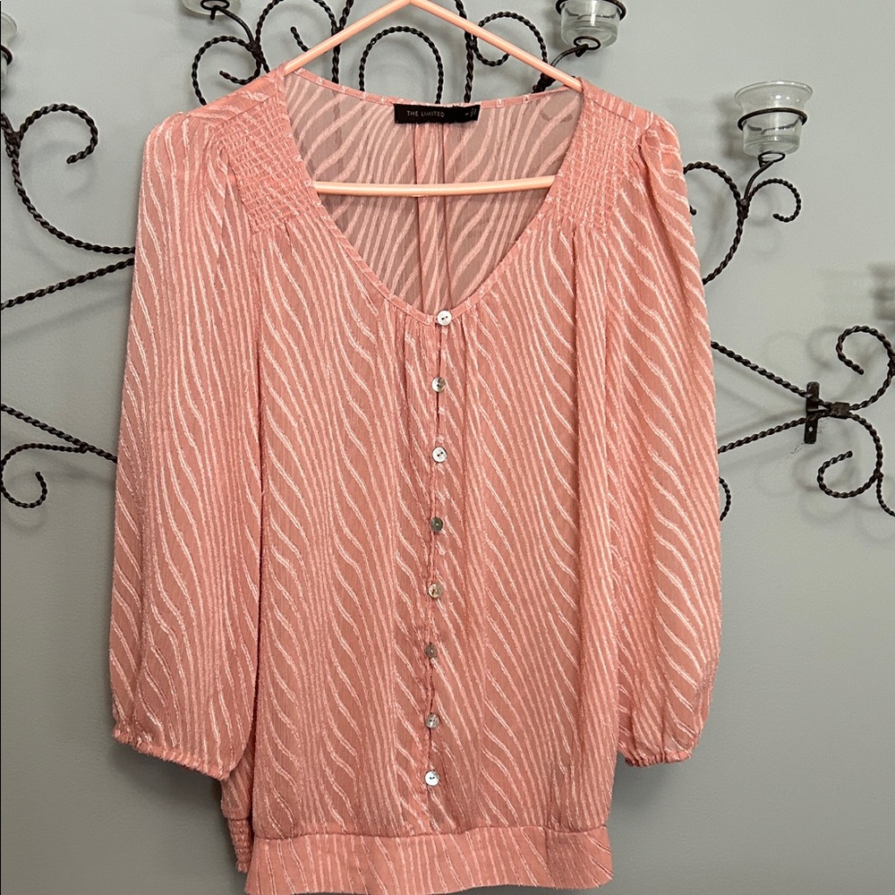 The Limited Coral Button-Down Blouse